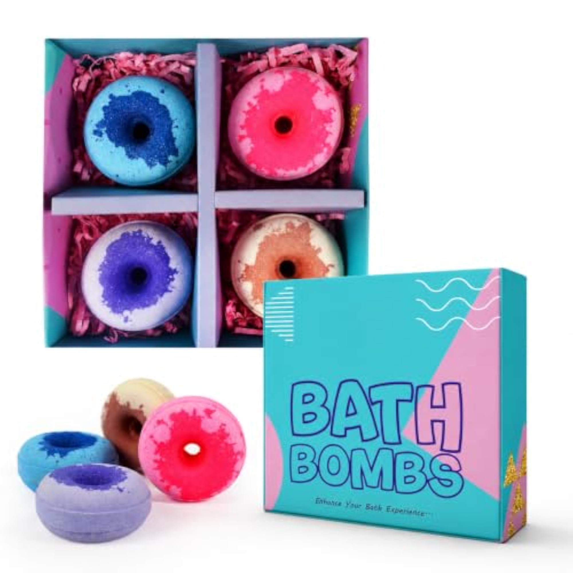 Aqua, Rose, Lavender & Vanilla Donut Bath Bombs
